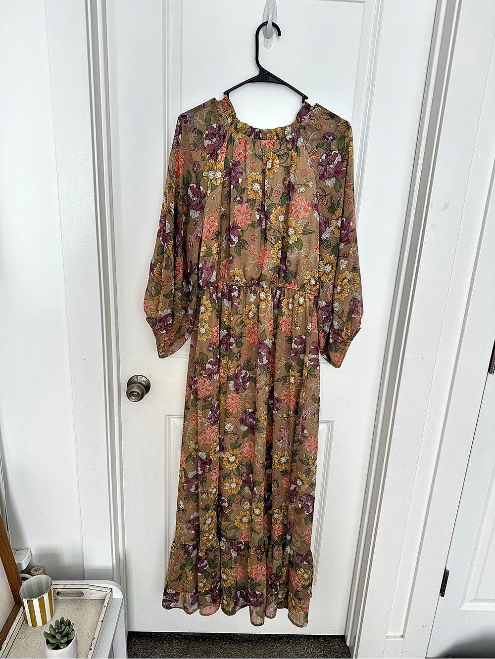 Ces Femme Floral Maxi Dress in Brown & Purple